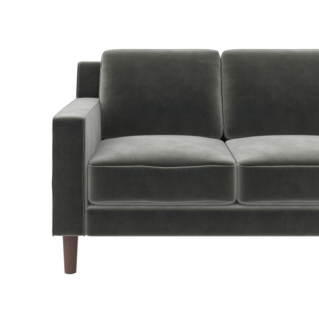 Brynn Fabric Upholstered 3 Seater Sofa with Wood Legs - Gray