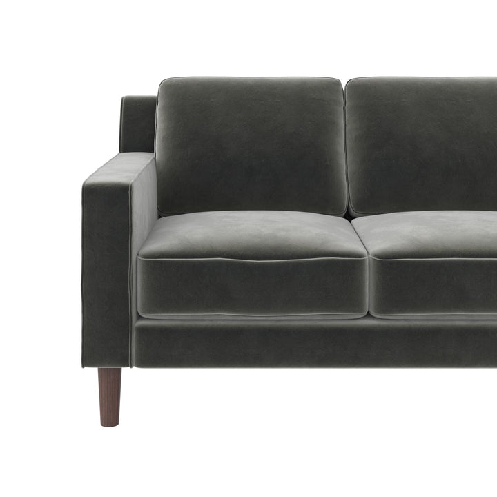 Brynn Fabric Upholstered 3 Seater Sofa with Wood Legs - Gray