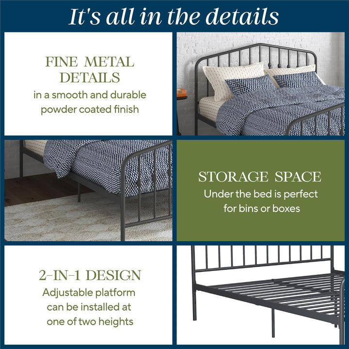 Bushwick Metal Bed - Gray - Full