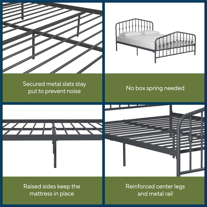 Bushwick Metal Bed - Gray - Queen
