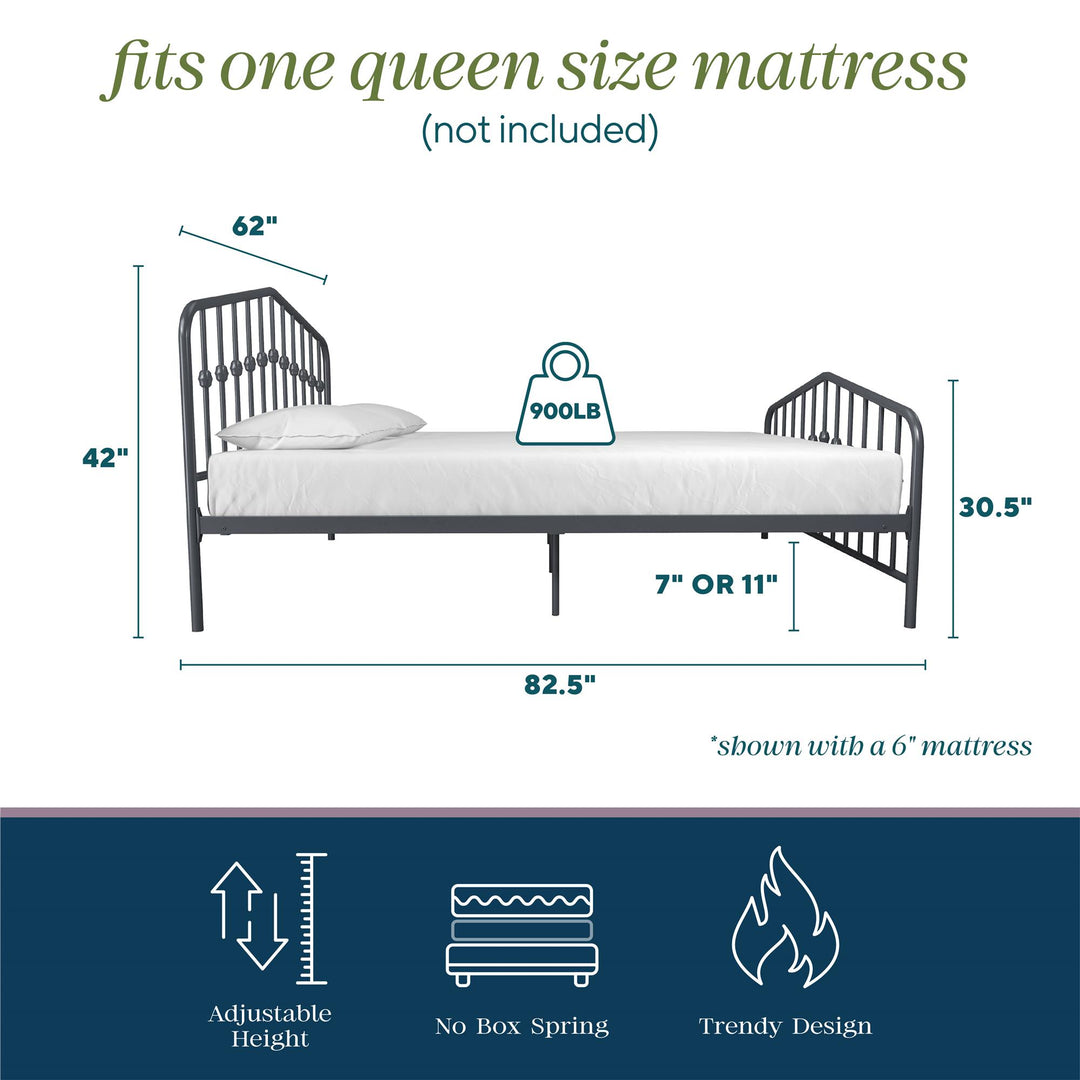 Bushwick Metal Bed - Gray - Queen