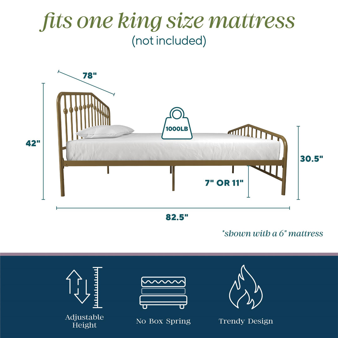 Bushwick Metal Bed - Gold - King