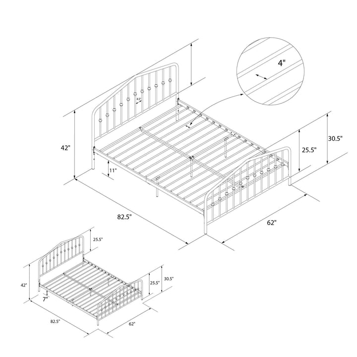 Bushwick Metal Bed - Sea Blue - Queen