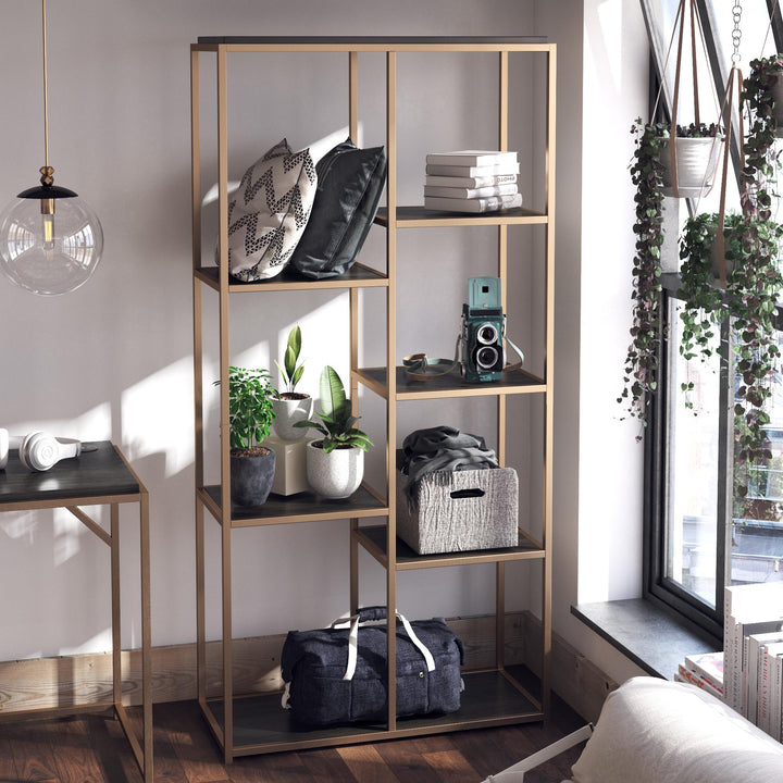 Fayette 5 Open Shelf Bookcase with Sturdy Metal Frame - Espresso