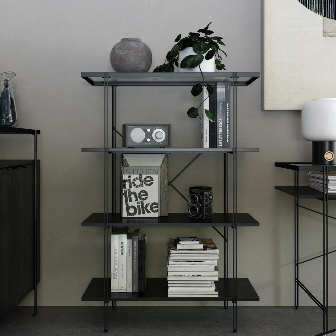 Vance 4 Shelf Bookcase - Black Oak