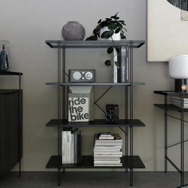 Vance 4 Shelf Bookcase - Black Oak