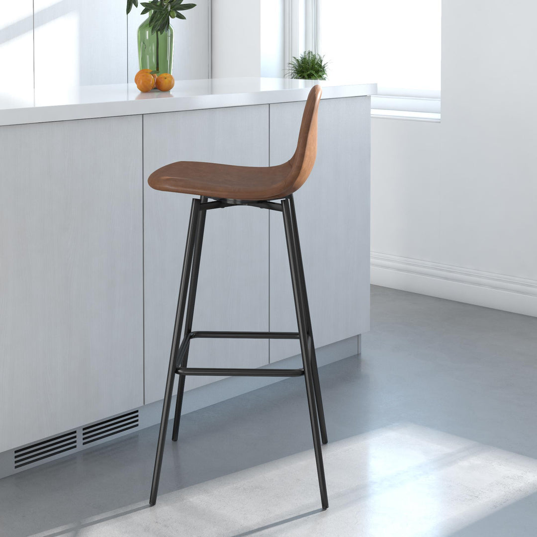 Brandon Upholstered Mid Century Modern Kitchen Bar Stool with Metal Legs - Camel