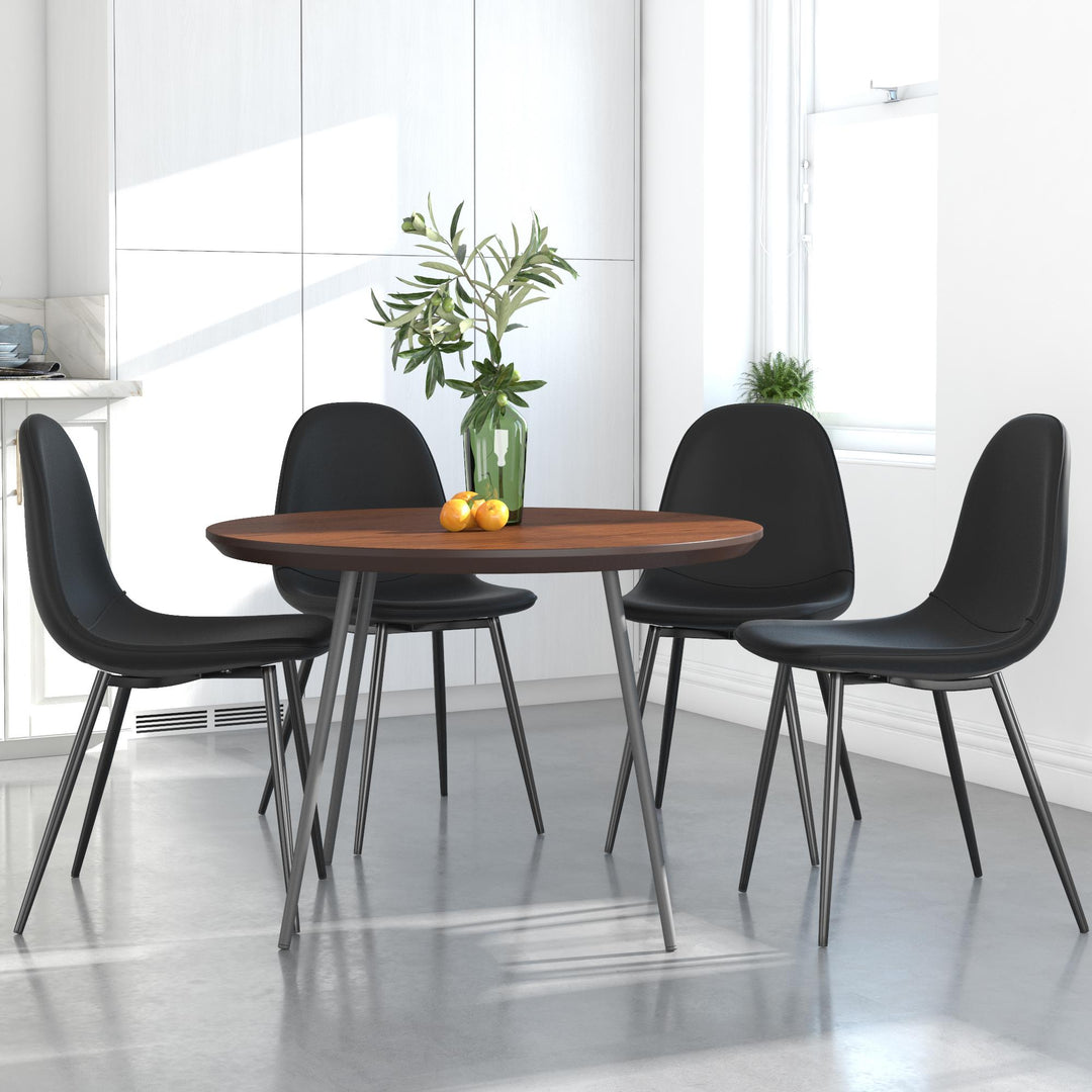 Brandon Upholstered Mid Century Modern Kitchen Dining Chairs, Set of 4 - Black