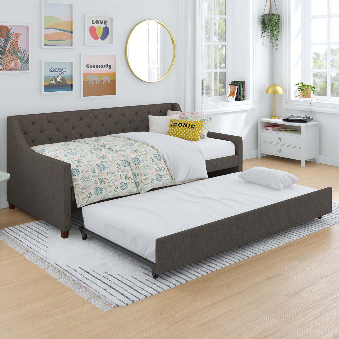 Her Majesty Daybed and Trundle - Grey Linen - Twin