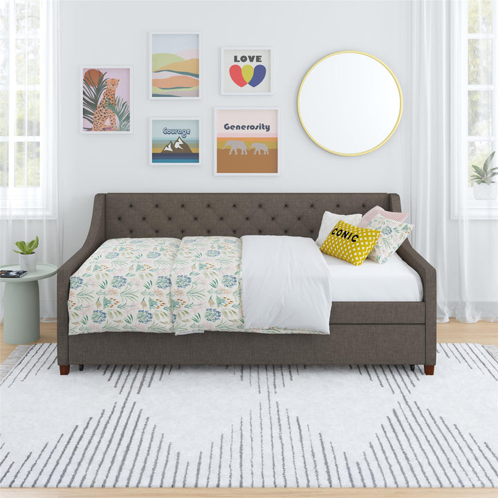 Her Majesty Daybed and Trundle - Grey Linen - Twin