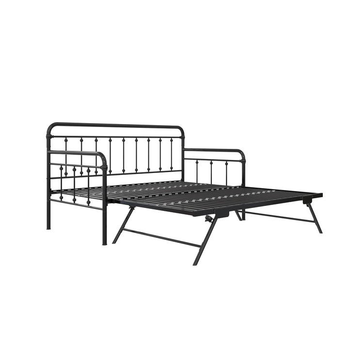 Locky Metal Daybed with Pop Up Trundle Bed - Black - Twin-Over-Twin