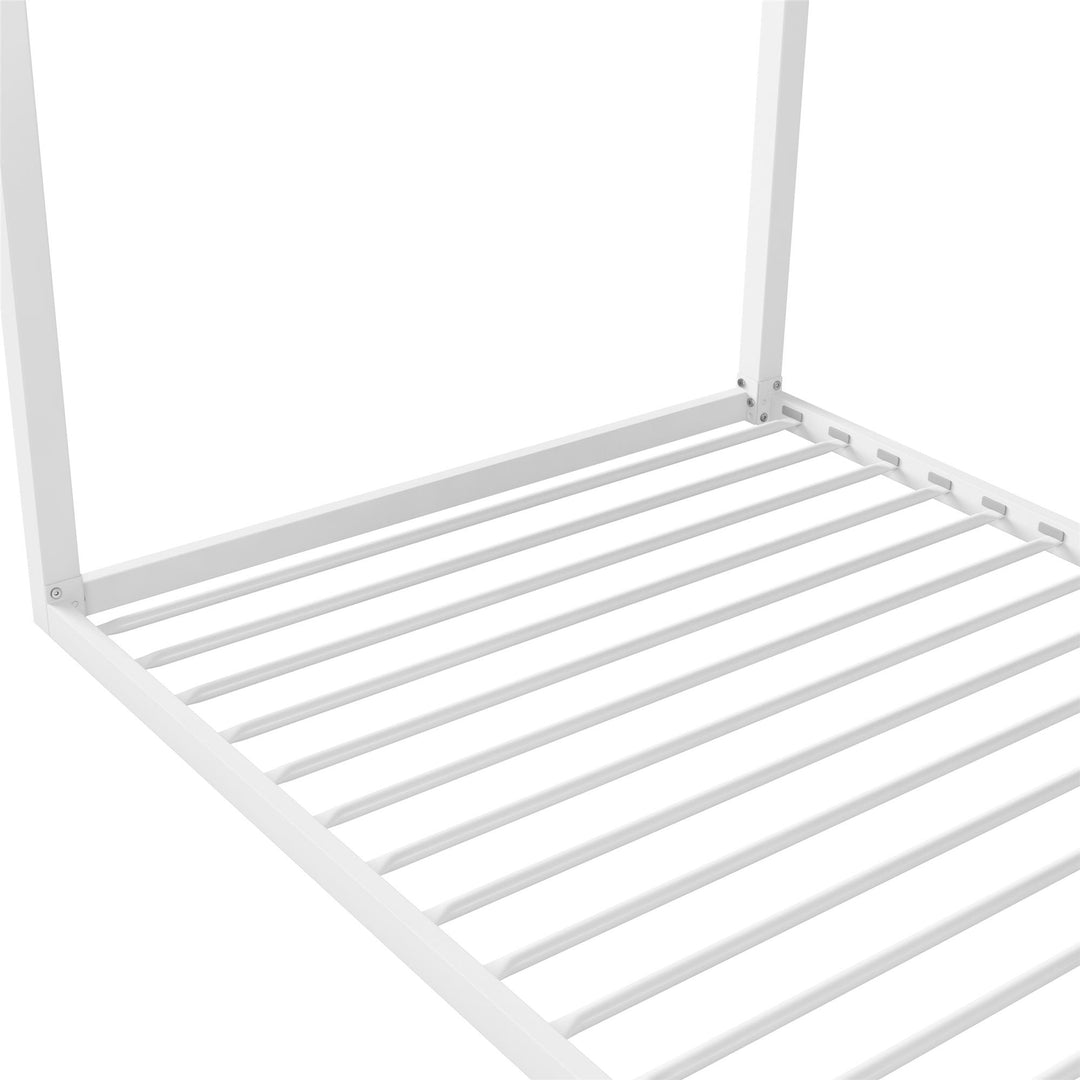 Rowan Valley Skyler Sturdy Floor Metal House Bed with Slats - White - Twin