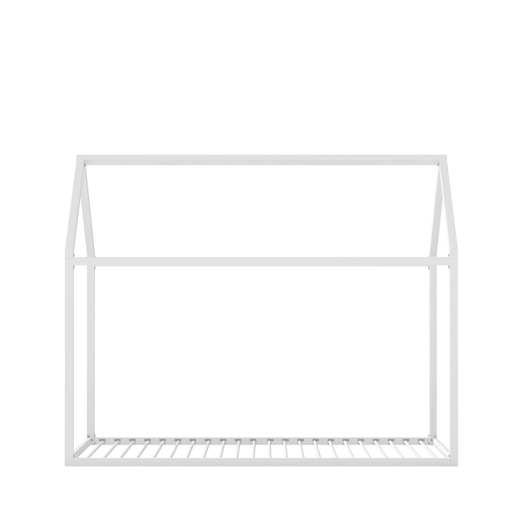 Rowan Valley Skyler Sturdy Floor Metal House Bed with Slats - White - Twin