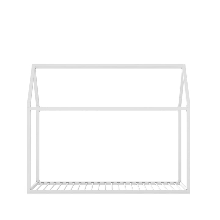 Rowan Valley Skyler Sturdy Floor Metal House Bed with Slats - White - Twin