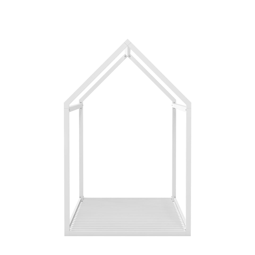 Rowan Valley Skyler Sturdy Floor Metal House Bed with Slats - White - Twin