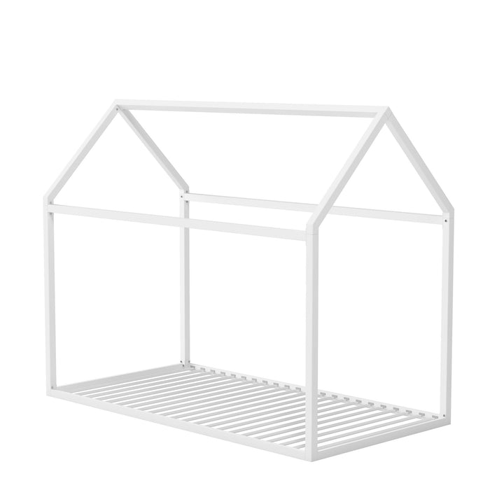 Rowan Valley Skyler Sturdy Floor Metal House Bed with Slats - White - Twin