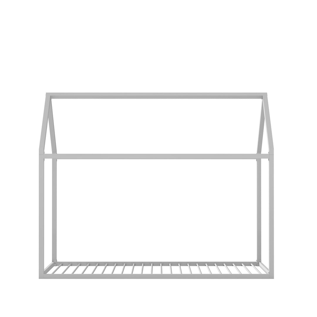 Rowan Valley Skyler Sturdy Floor Metal House Bed with Slats - Dove Gray - Twin