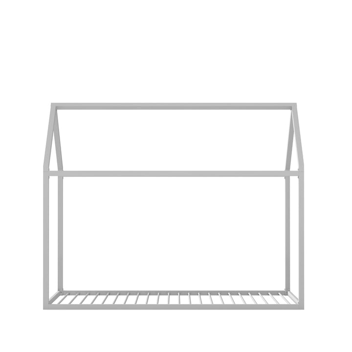 Rowan Valley Skyler Sturdy Floor Metal House Bed with Slats - Dove Gray - Twin
