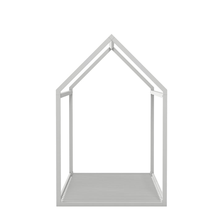 Rowan Valley Skyler Sturdy Floor Metal House Bed with Slats - Dove Gray - Twin