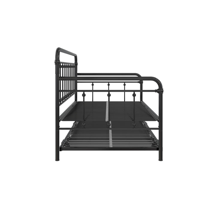 Locky Metal Daybed with Pop Up Trundle Bed - Black - Twin-Over-Twin