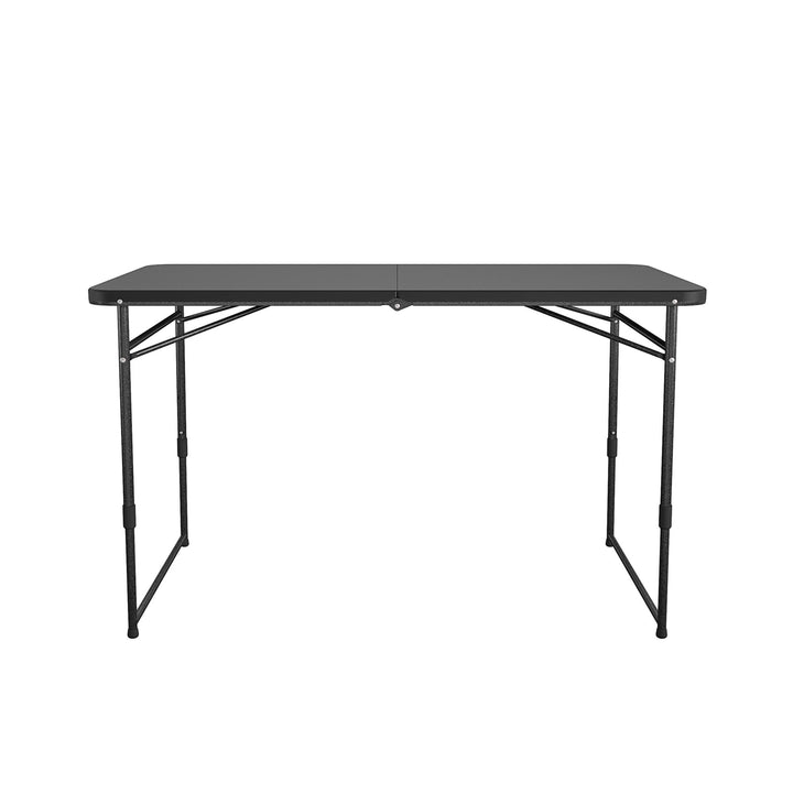 4 ft. Fold in Half Adjustable Height Indoor/Outdoor Utility Table - Black