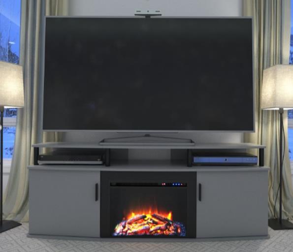 Carson Electric Fireplace TV Console for TVs up to 70 Inch - Gray