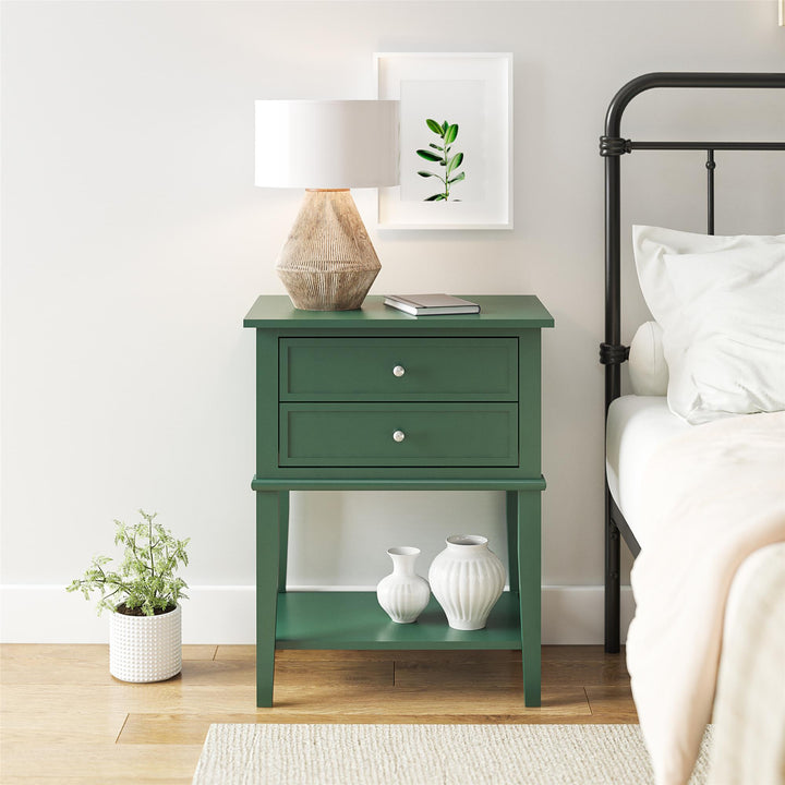 Franklin Accent Table with 2 Drawers and Lower Shelf - Hunter Green