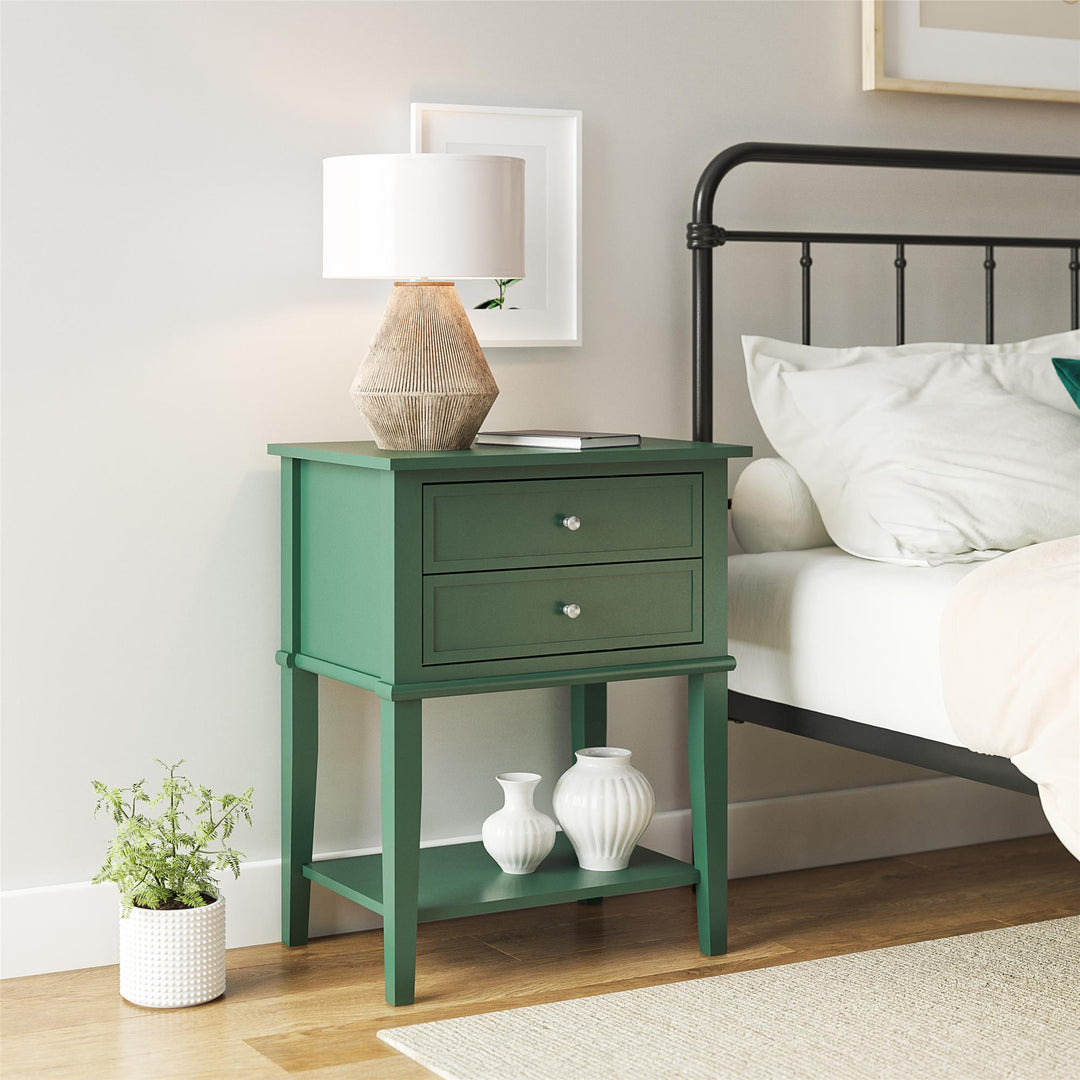 Franklin Accent Table with 2 Drawers and Lower Shelf - Hunter Green