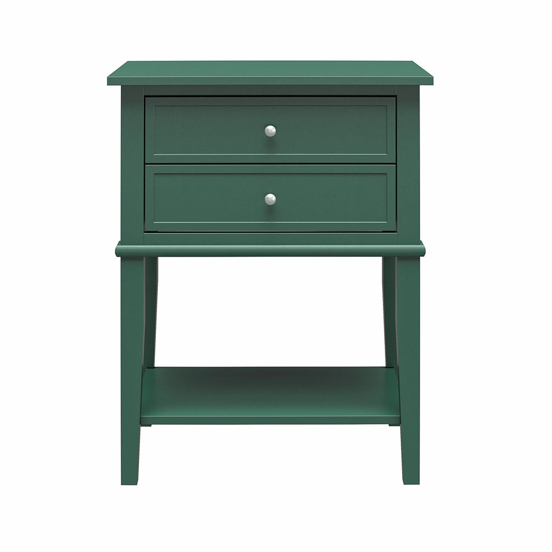Franklin Accent Table with 2 Drawers and Lower Shelf - Hunter Green