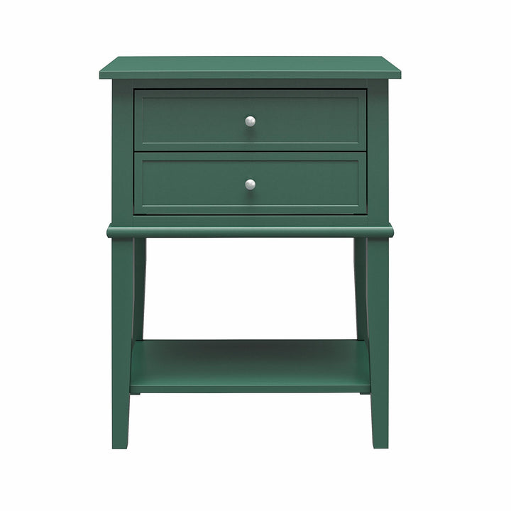 Franklin Accent Table with 2 Drawers and Lower Shelf - Hunter Green