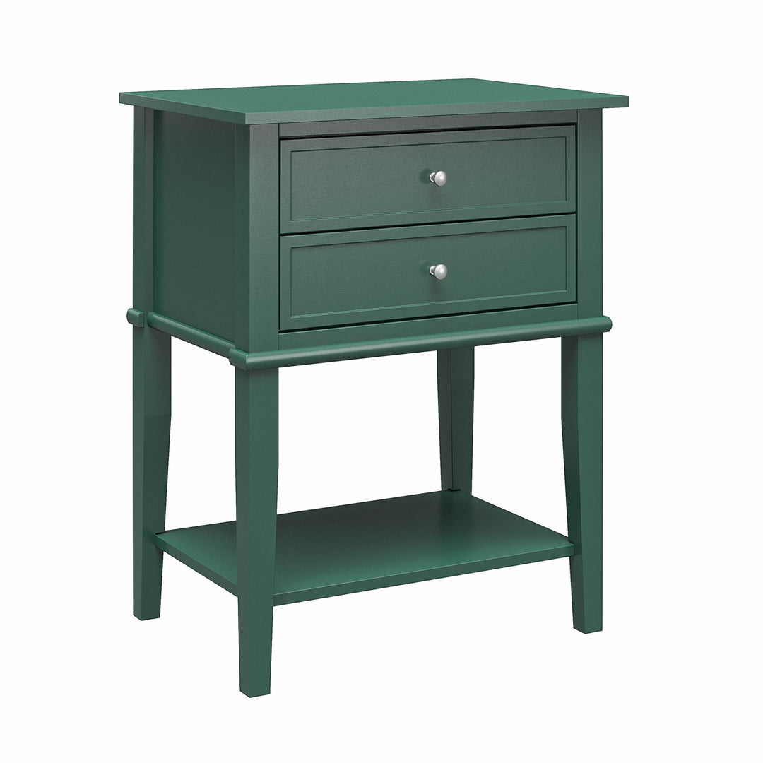 Franklin Accent Table with 2 Drawers and Lower Shelf - Hunter Green