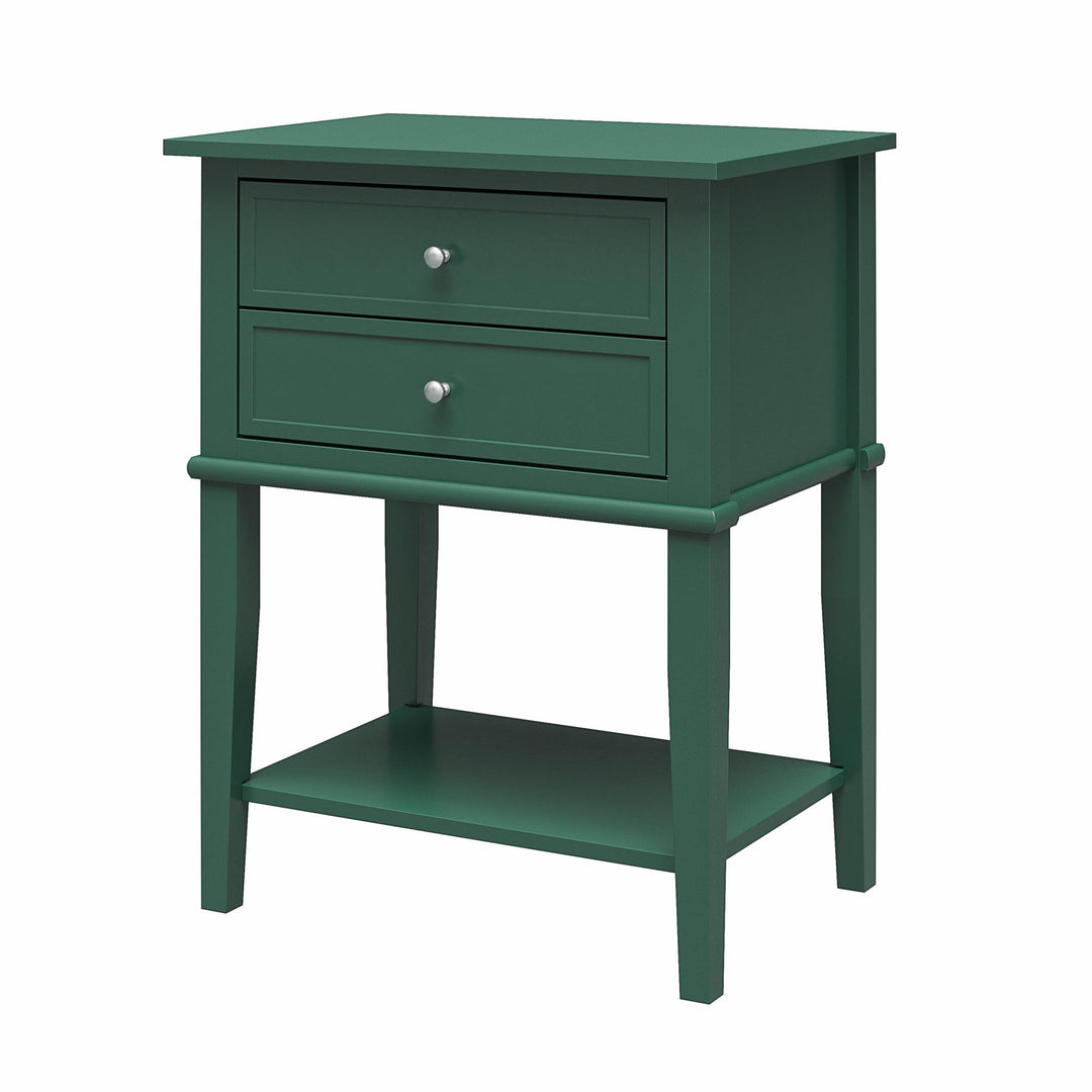Franklin Accent Table with 2 Drawers and Lower Shelf - Hunter Green