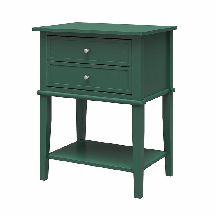 Franklin Accent Table with 2 Drawers and Lower Shelf - Hunter Green
