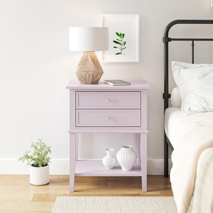 Franklin Accent Table with 2 Drawers and Lower Shelf - Lavender
