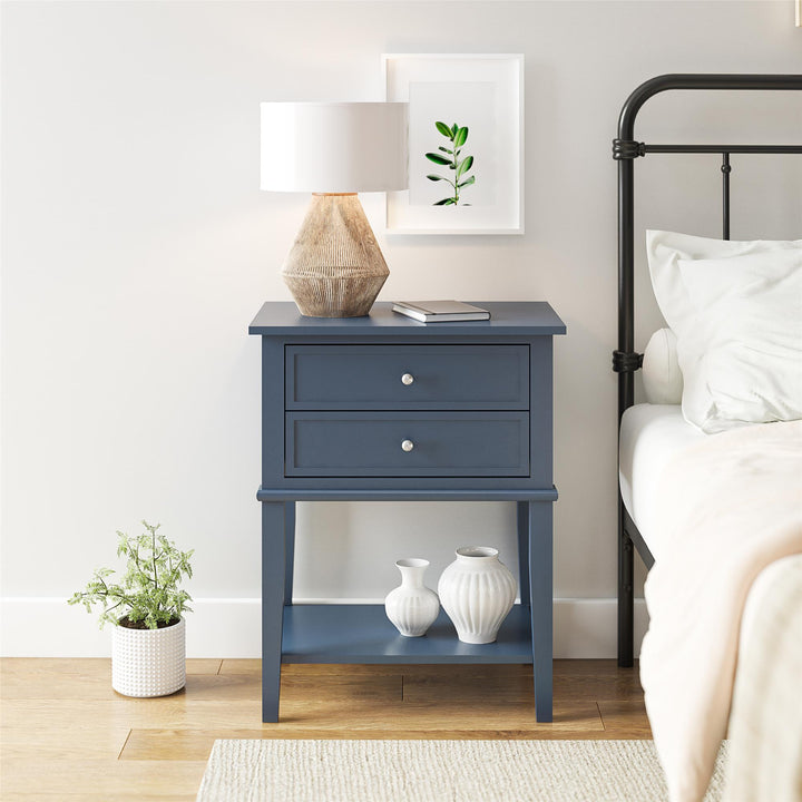 Franklin Accent Table with 2 Drawers and Lower Shelf - Stone Blue 