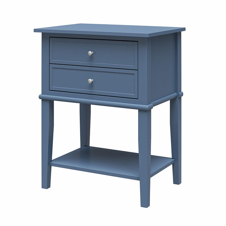 Franklin Accent Table with 2 Drawers and Lower Shelf - Stone Blue 