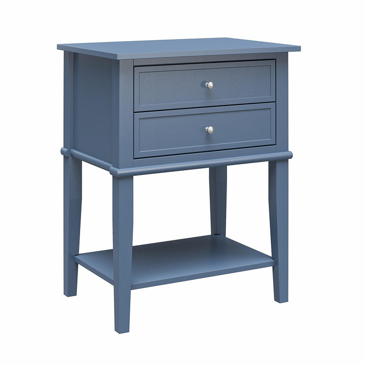 Franklin Accent Table with 2 Drawers and Lower Shelf - Stone Blue 
