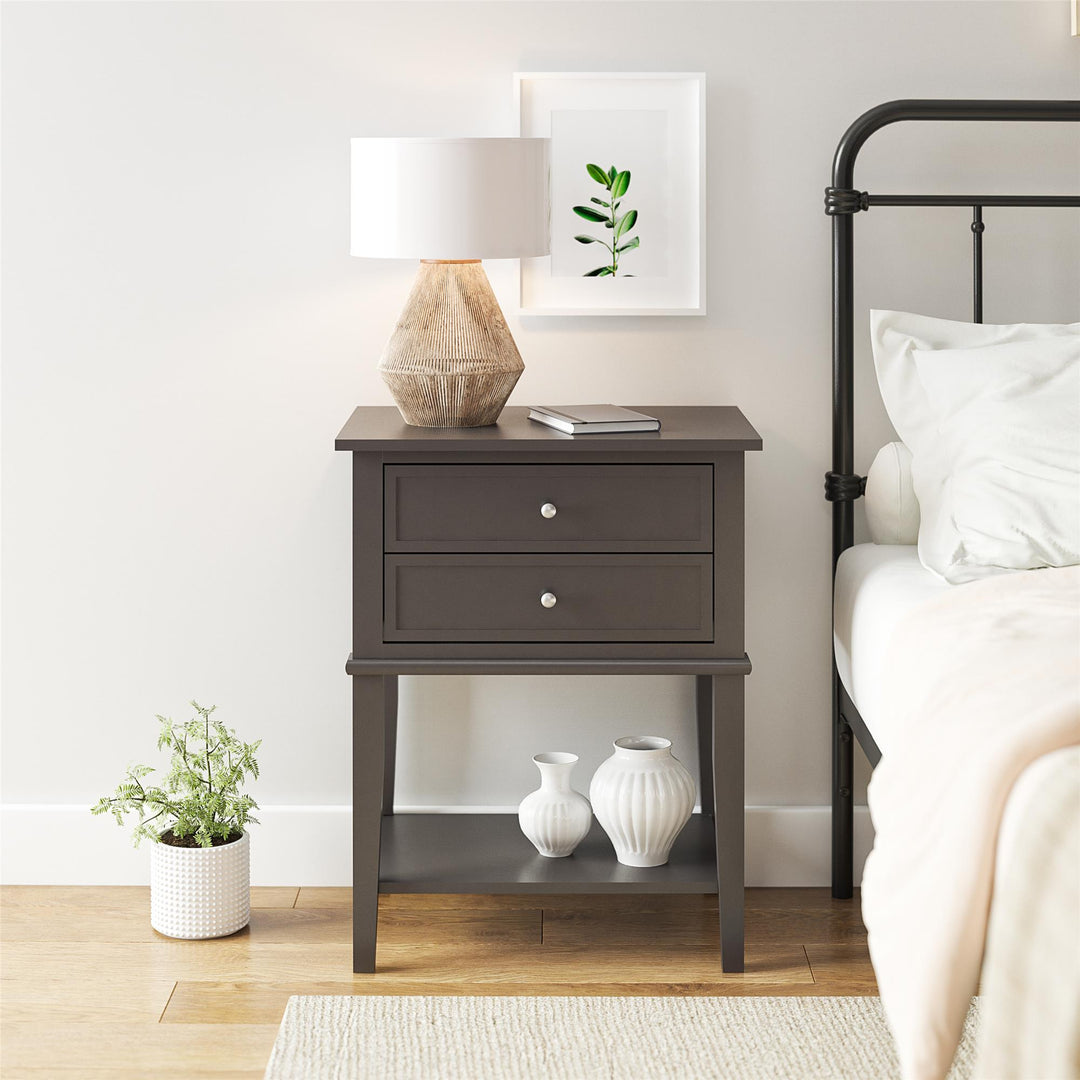 Franklin Accent Table with 2 Drawers and Lower Shelf - Graphite