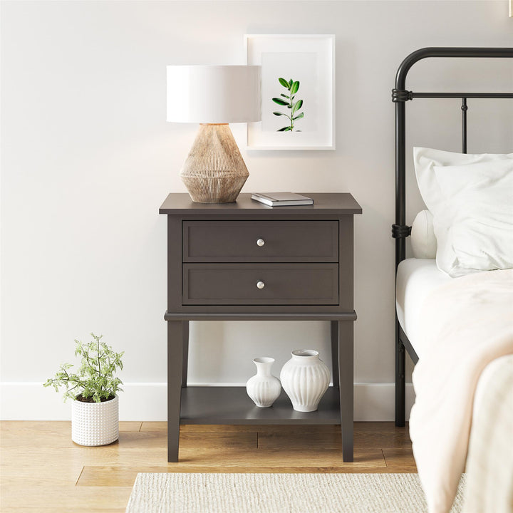 Franklin Accent Table with 2 Drawers and Lower Shelf - Graphite