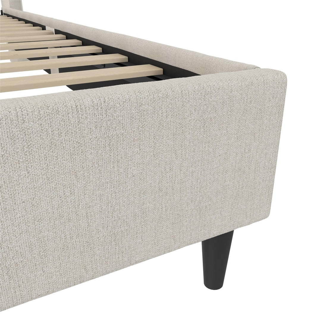 Louis Upholstered Wingback Bed with Textured Ivory Canvas - Textured Ivory Canvas - King