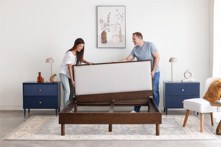 Cologne Tool-Less Upholstered Wood Headboard - Walnut - Full