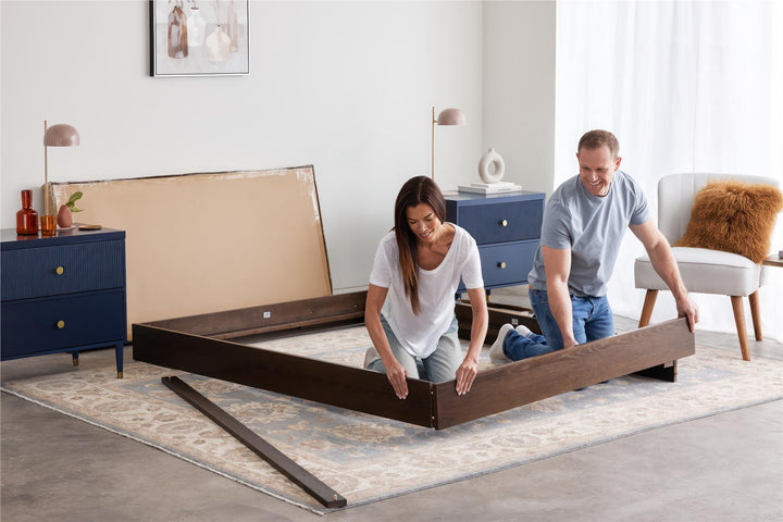 Cologne Tool-Less Upholstered Wood Headboard - Walnut - Full