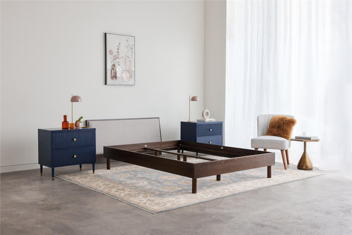 Cologne Tool-Less Upholstered Wood Headboard - Walnut - Full