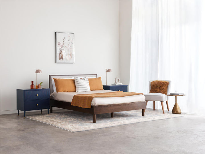 Cologne Tool-Less Upholstered Wood Headboard - Walnut - Full