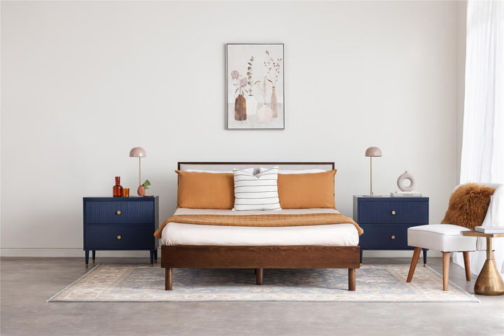 Cologne Tool-Less Upholstered Wood Headboard - Walnut - Full