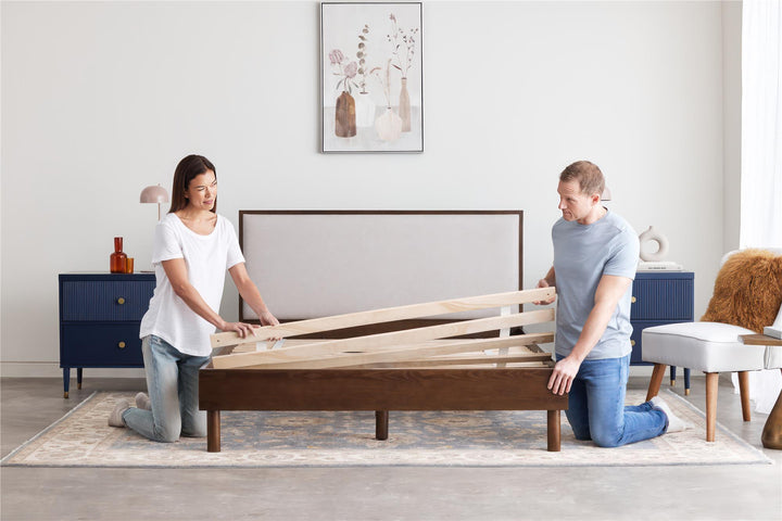 Cologne Tool-Less Upholstered Wood Headboard - Walnut - Full