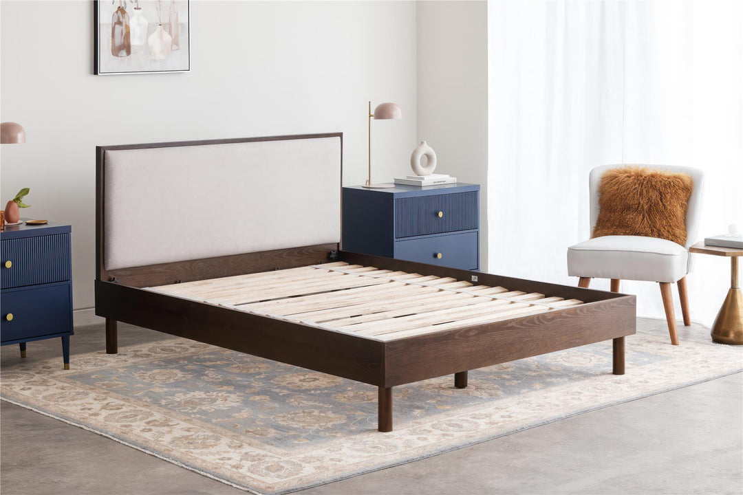 Cologne Tool-Less Upholstered Wood Headboard - Walnut - Full