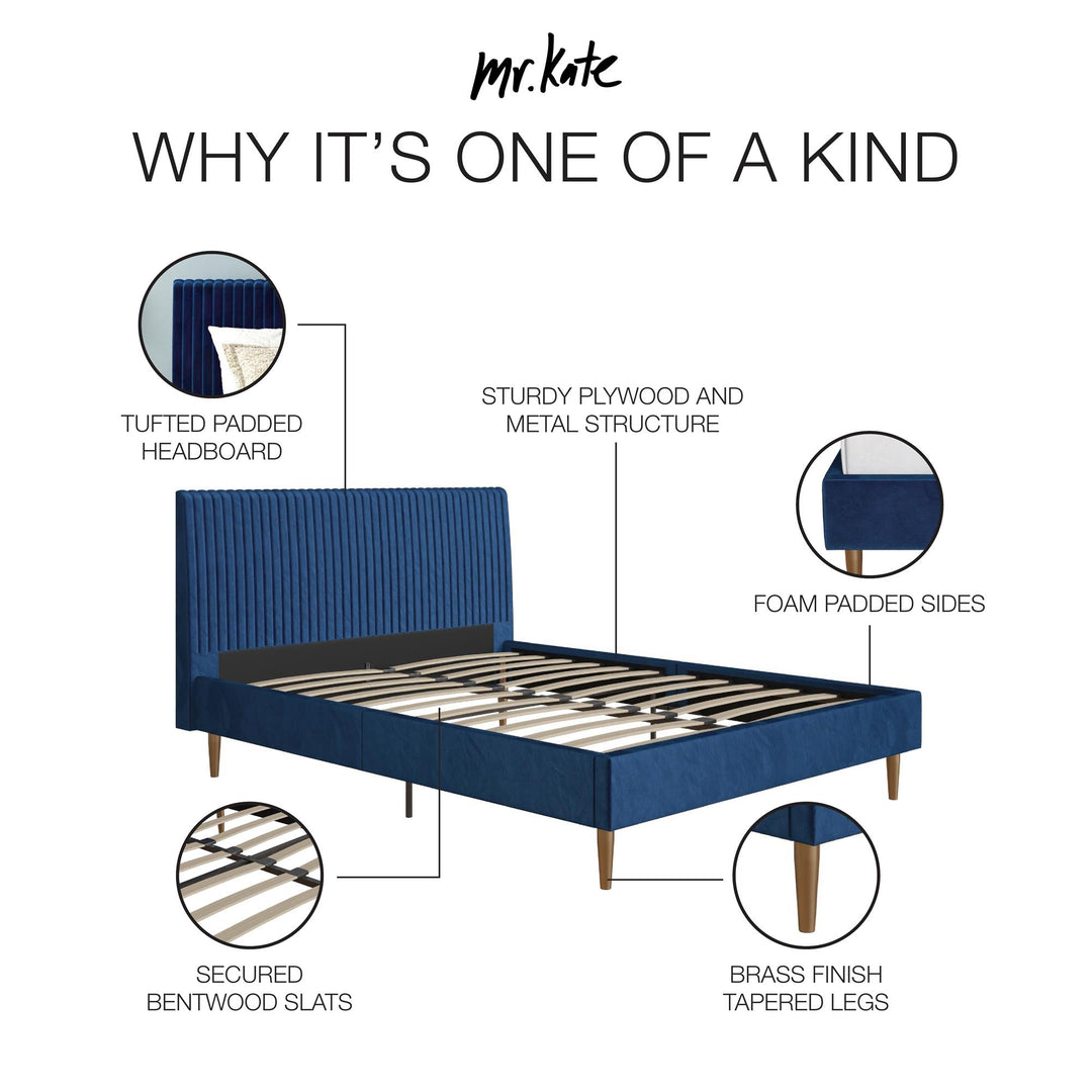 Daphne Upholstered Bed - Blue - Full
