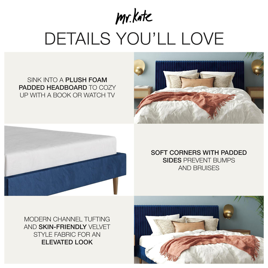 Daphne Upholstered Bed - Blue - Full