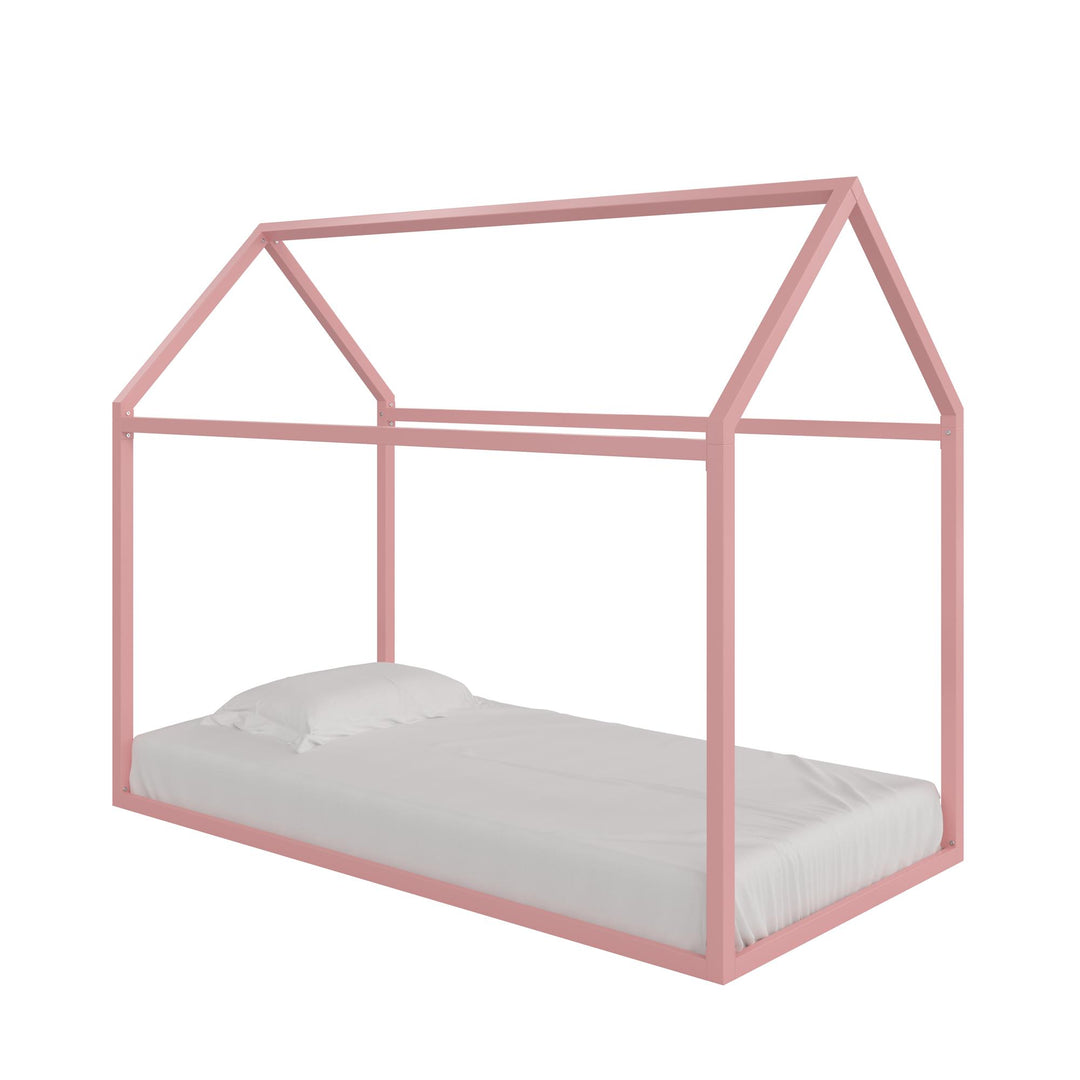 Skyler Metal Montessori House Bed - Blush - Twin